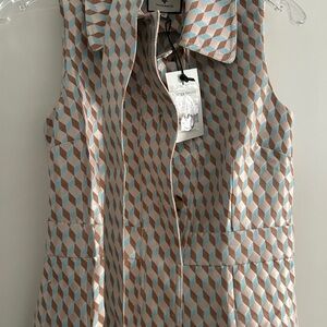 Tuckernuck Geometric Sleeveless Dress in Blue and Tan